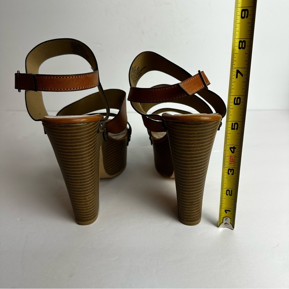 Just Fab Heathanne Platform Sandals Women's Size 9 EU 40 UK 7 Brown Shoes Strap - Picture 8 of 9